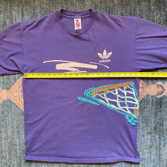 VTG ADIDAS 90s Basketball Hoop T-Shirt Made In USA Mens XL Single Stitch Purple - Picture 4 of 6